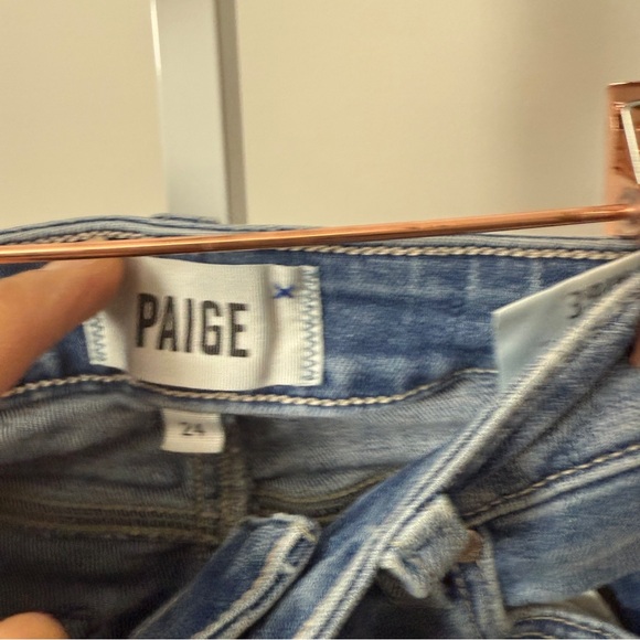 Paige Denim Womens Skyline Ankle Peg Blue Jeans Raw Hem Size 24 - Picture 5 of 5